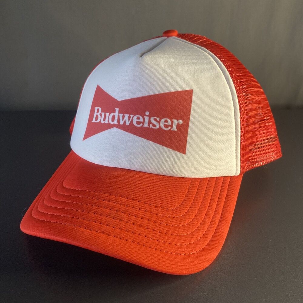snapback cap BUDWEISER mesh trucker baseball hat collectible Hipster Red White